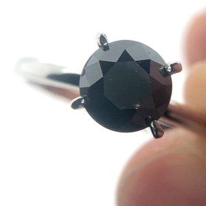 Black Diamond 1.22ct Solid 14K White Gold Ring